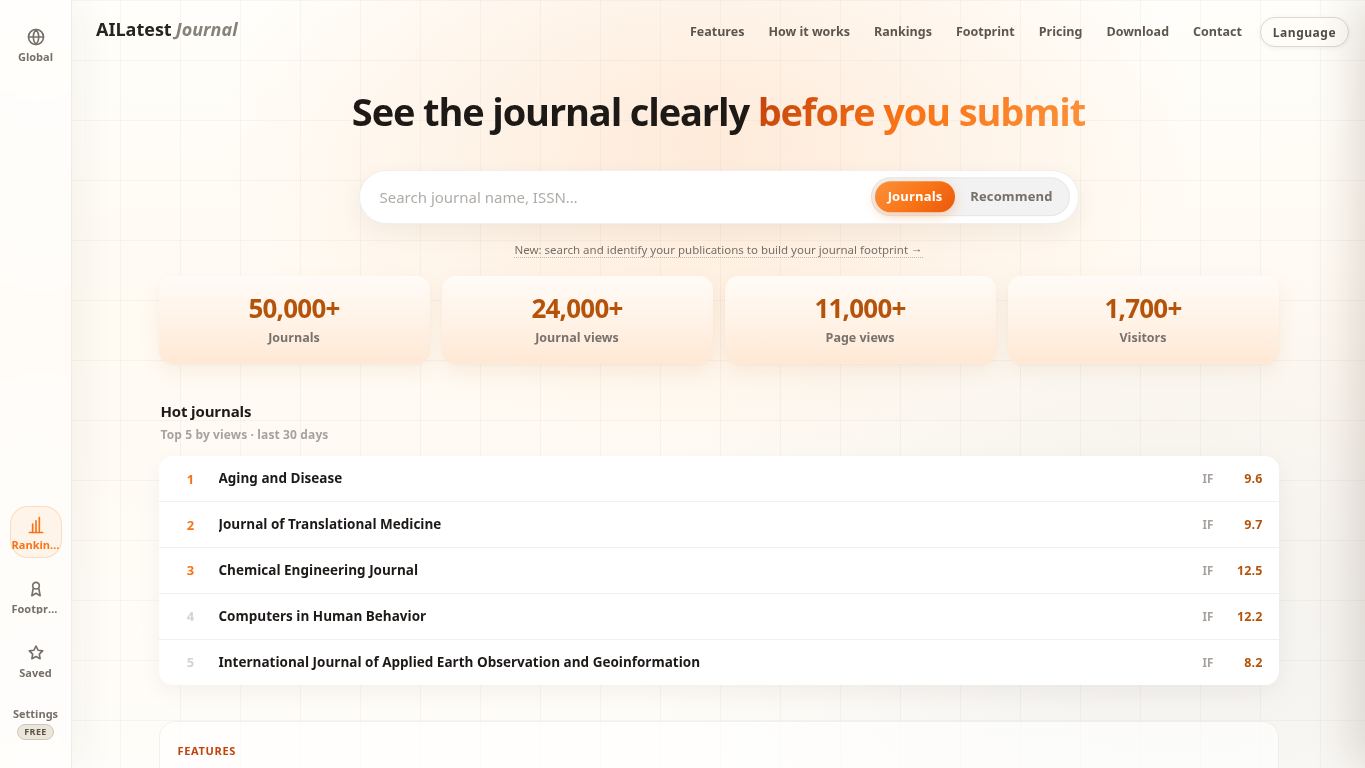 AILatest Journal · 期刊检索 desktop preview captured by PWAs.app