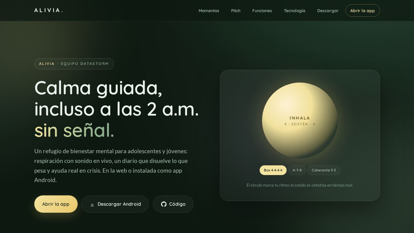 ALIVIA - Tu Espacio de Calma desktop preview captured by PWAs.app