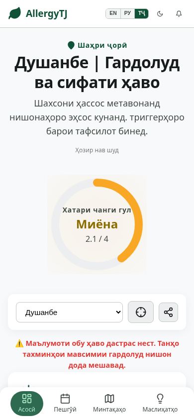 AllergyTJ — Pollen & Air Quality Tracker mobile preview captured by PWAs.app