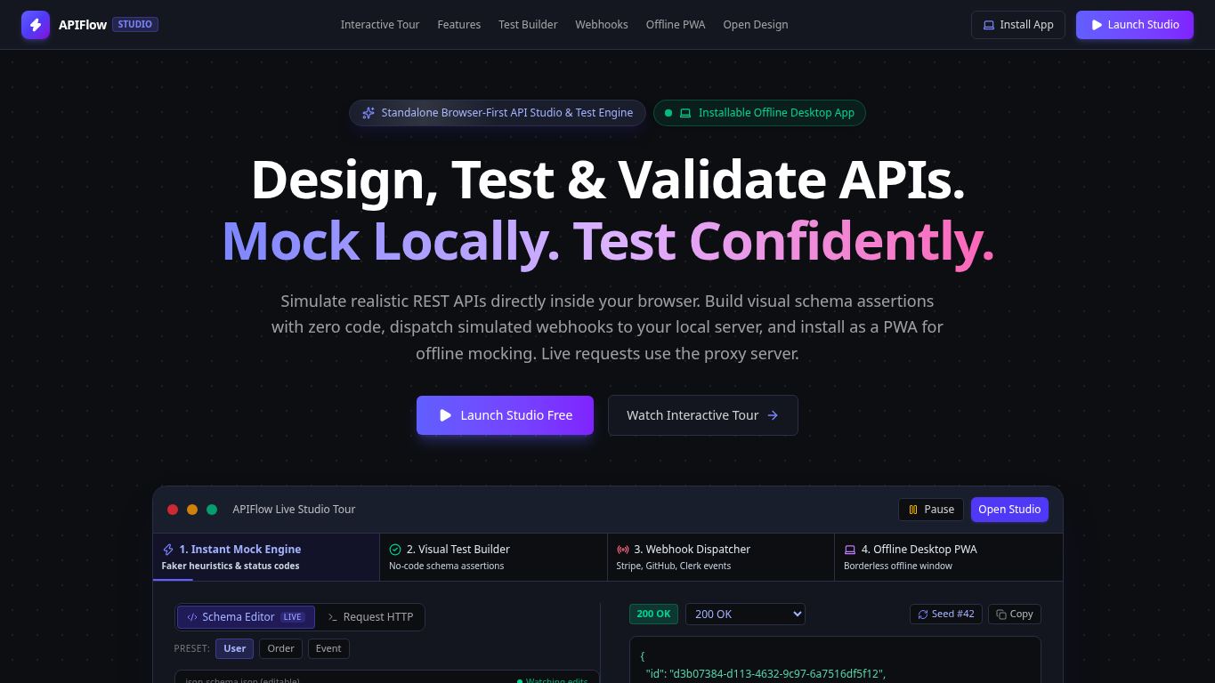 APIFlow Studio desktop preview captured by PWAs.app