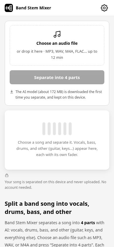 Band Stem Mixer mobile preview captured by PWAs.app