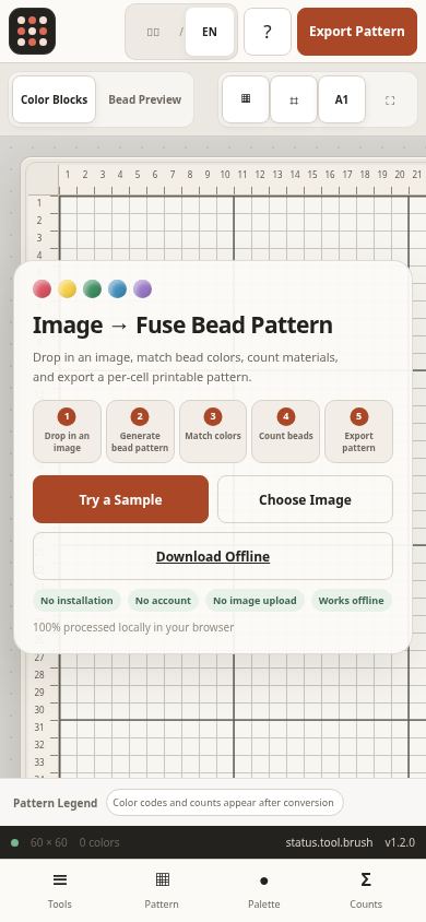Bead Grid Studio / 豆格工坊 mobile preview captured by PWAs.app