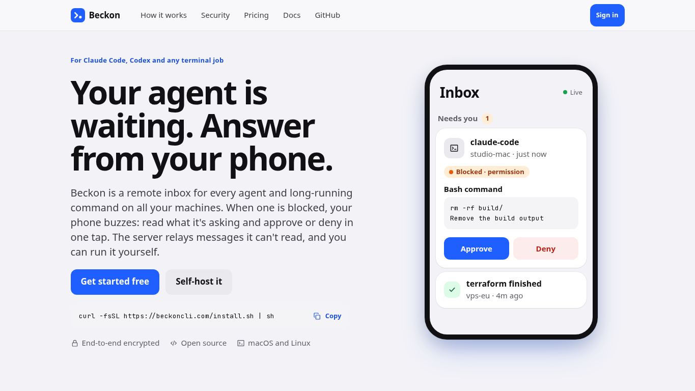 Beckon desktop preview captured by PWAs.app