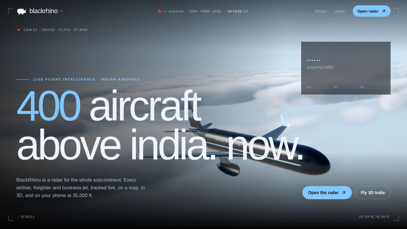 BlackRhino · Live Flights India desktop preview captured by PWAs.app