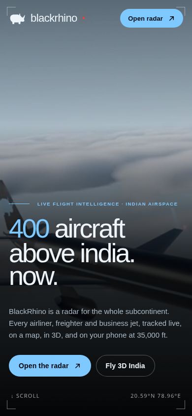 BlackRhino · Live Flights India mobile preview captured by PWAs.app