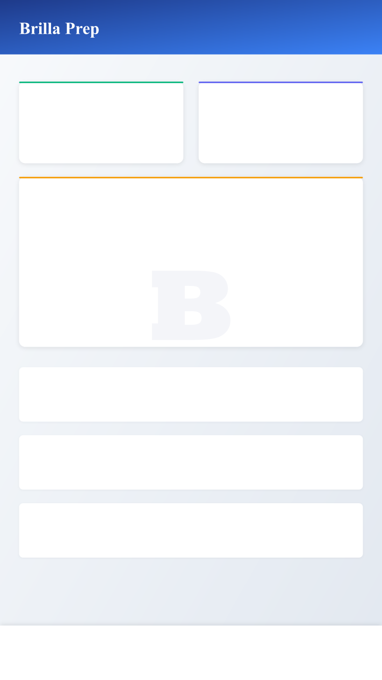 Brilla Prep Dashboard - Mobile View