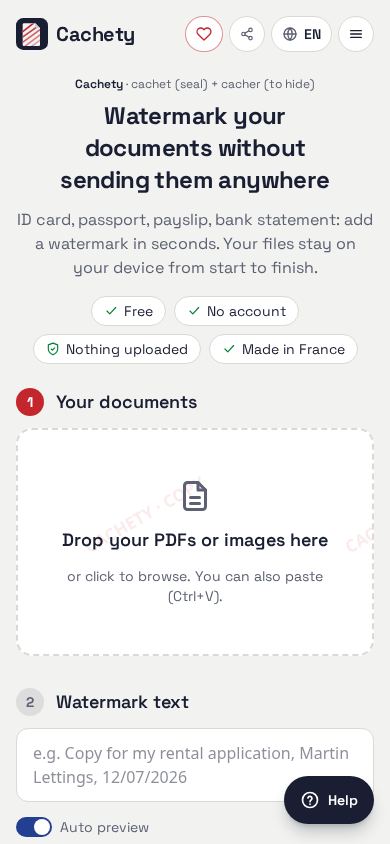 Cachety mobile preview captured by PWAs.app