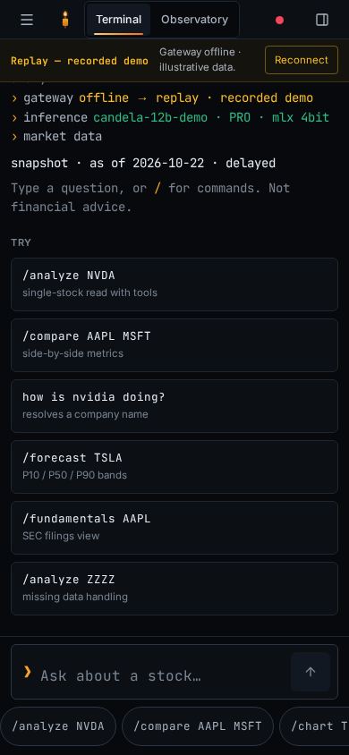 Candela Terminal mobile preview captured by PWAs.app