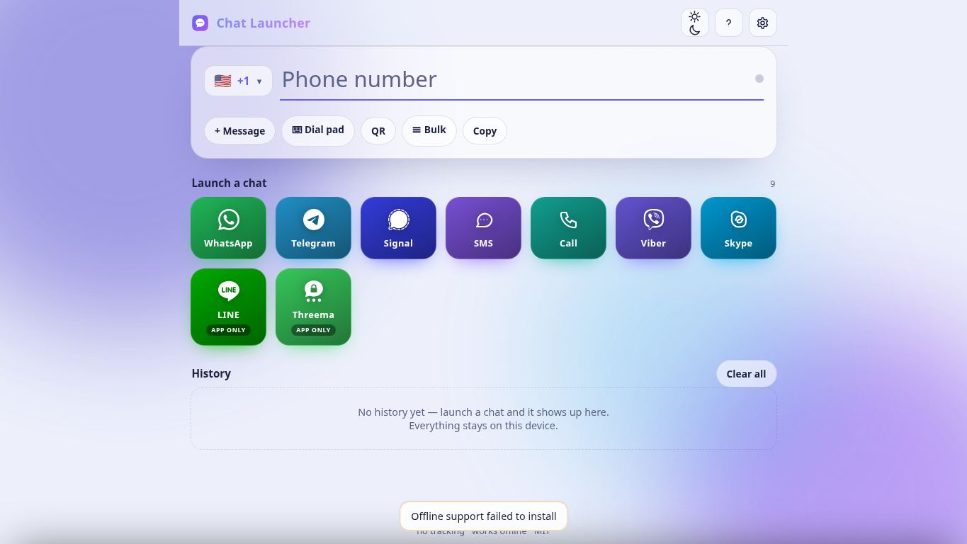 Chat Launcher desktop preview captured by PWAs.app