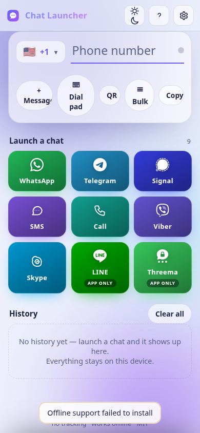 Chat Launcher mobile preview captured by PWAs.app