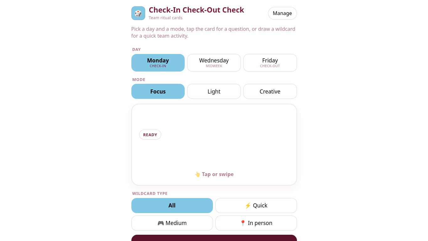 Check-In Check-Out Check desktop preview captured by PWAs.app