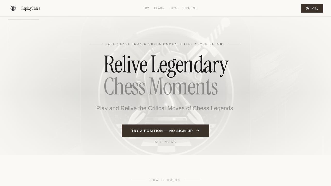 ReplayChess - Master Chess Through Legendary Games desktop preview captured by PWAs.app