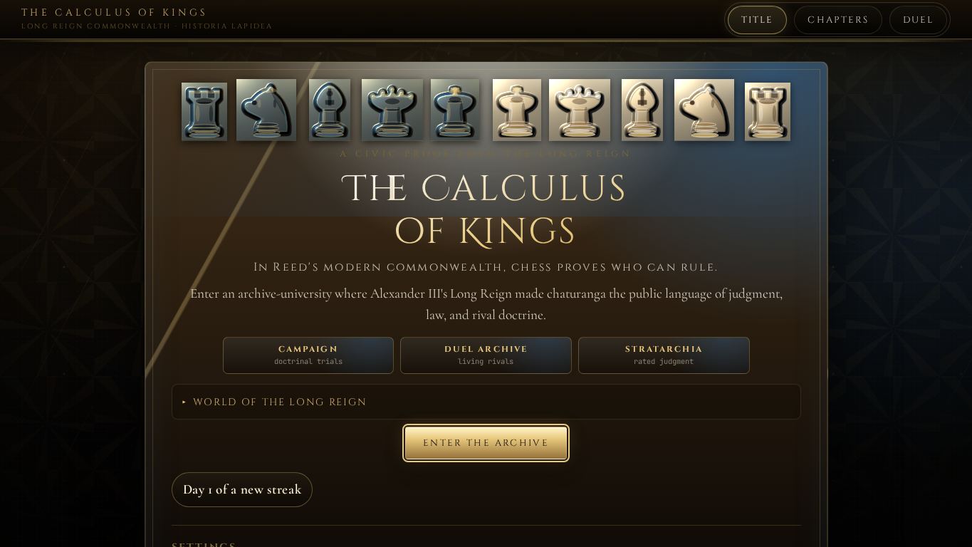 The Calculus of Kings desktop preview captured by PWAs.app