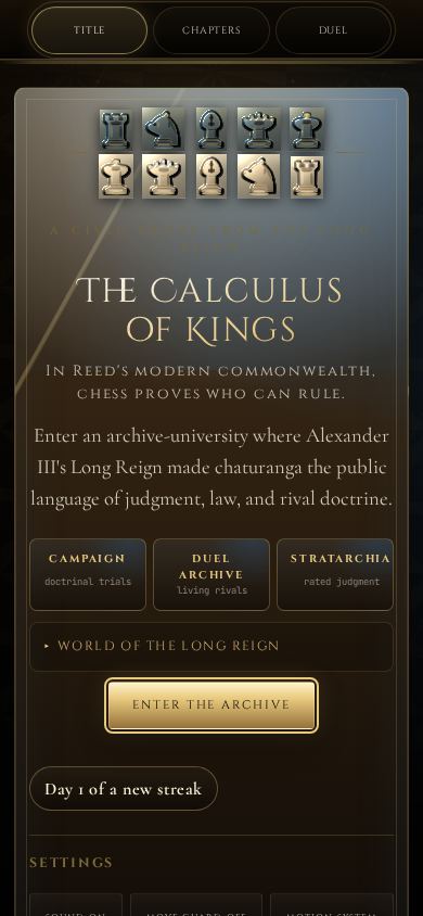 The Calculus of Kings mobile preview captured by PWAs.app