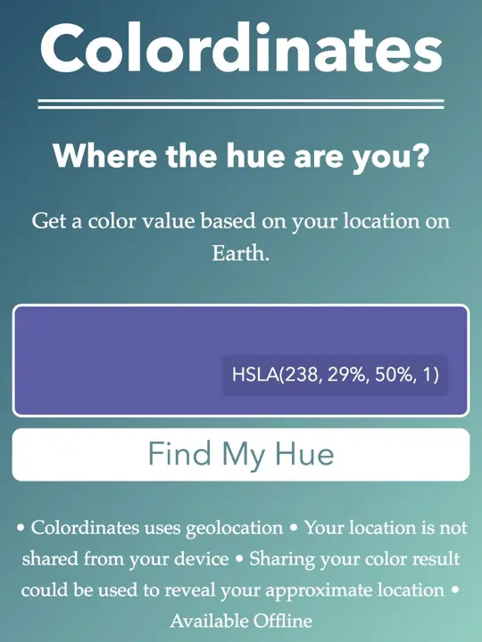 Colordinates - Where the hue are you? app preview 1