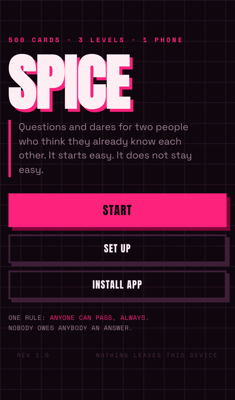 Start screen