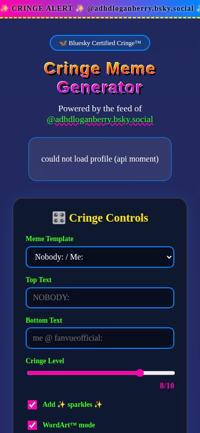 Cringe Memes Bluesky mobile preview captured by PWAs.app