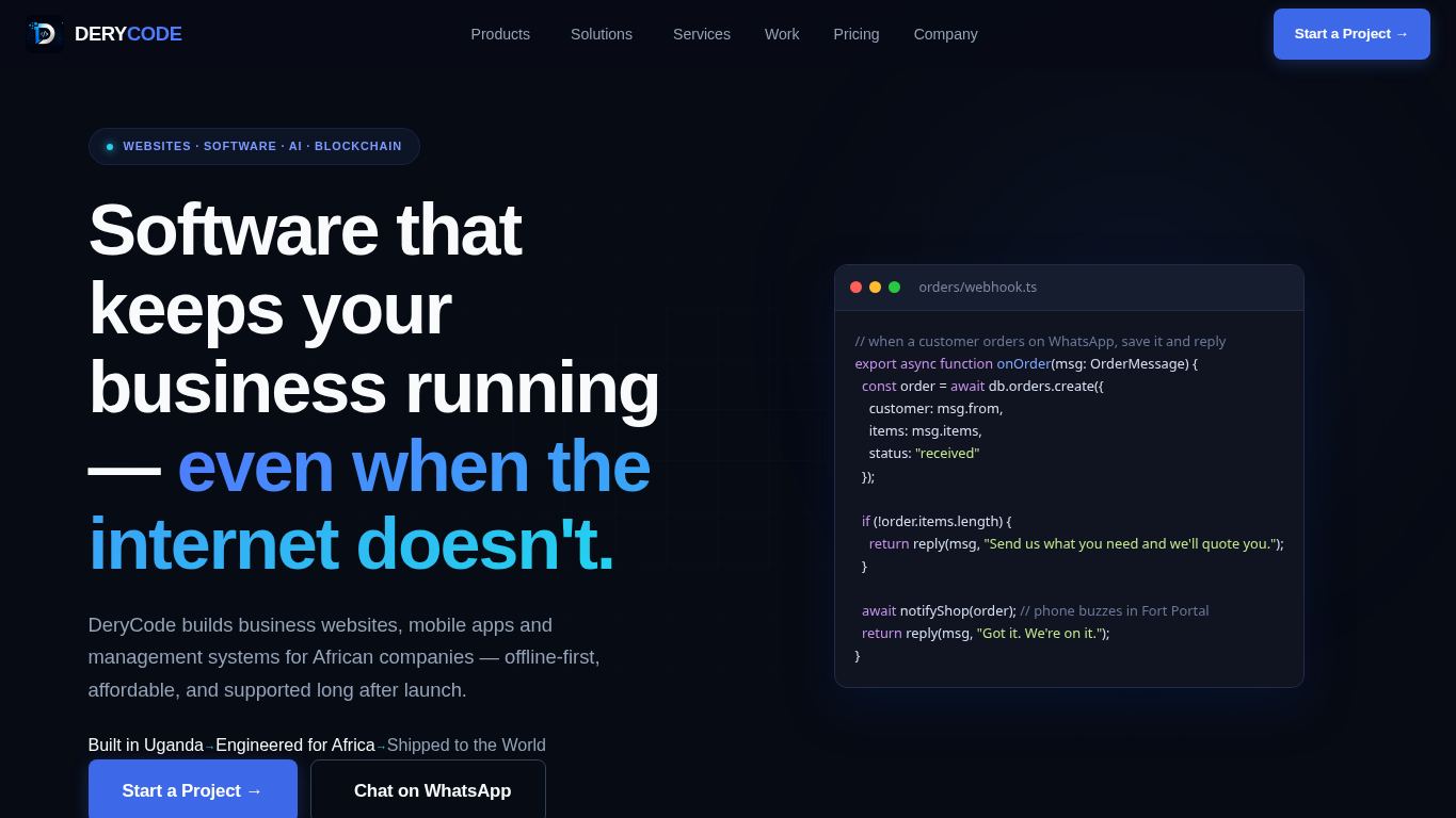 DeryCode Technologies desktop preview captured by PWAs.app