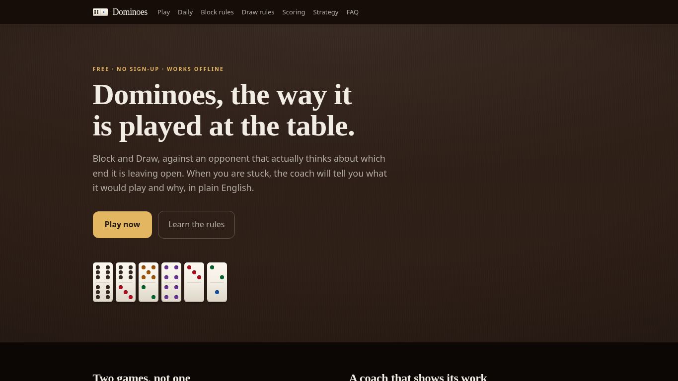 Dominoes — Block & Draw desktop preview captured by PWAs.app