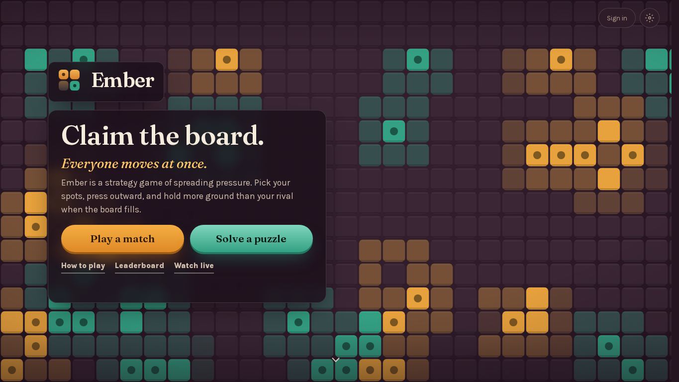 Ember · Claim the board. Everyone moves at once. desktop preview captured by PWAs.app
