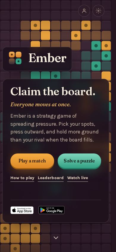 Ember · Claim the board. Everyone moves at once. mobile preview captured by PWAs.app
