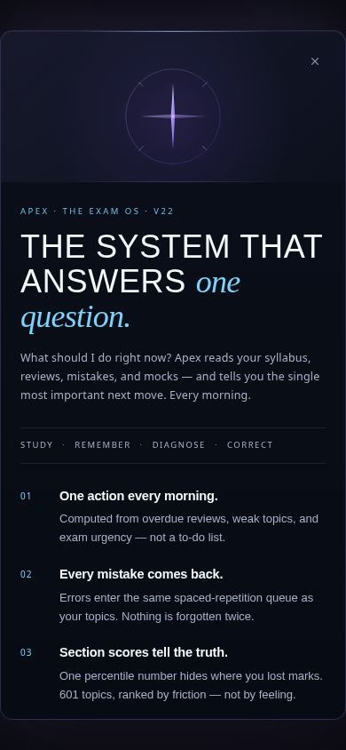 Apex - The Exam OS mobile preview captured by PWAs.app