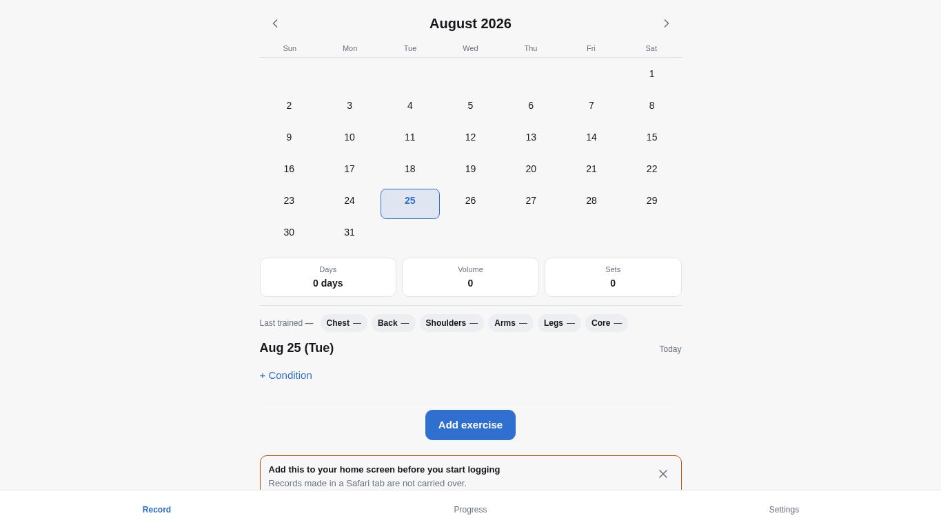 fitness-memo desktop preview captured by PWAs.app