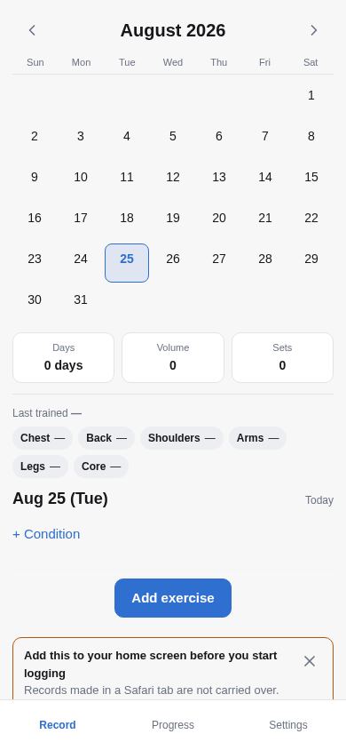 fitness-memo mobile preview captured by PWAs.app