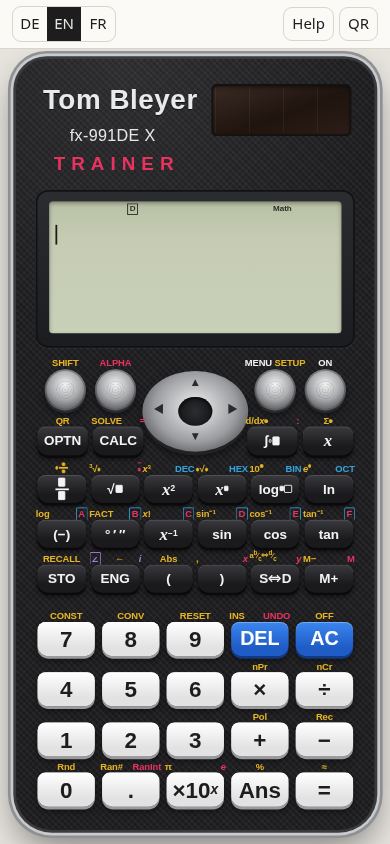 fx-991DE X Trainer · Tom Bleyer mobile preview captured by PWAs.app
