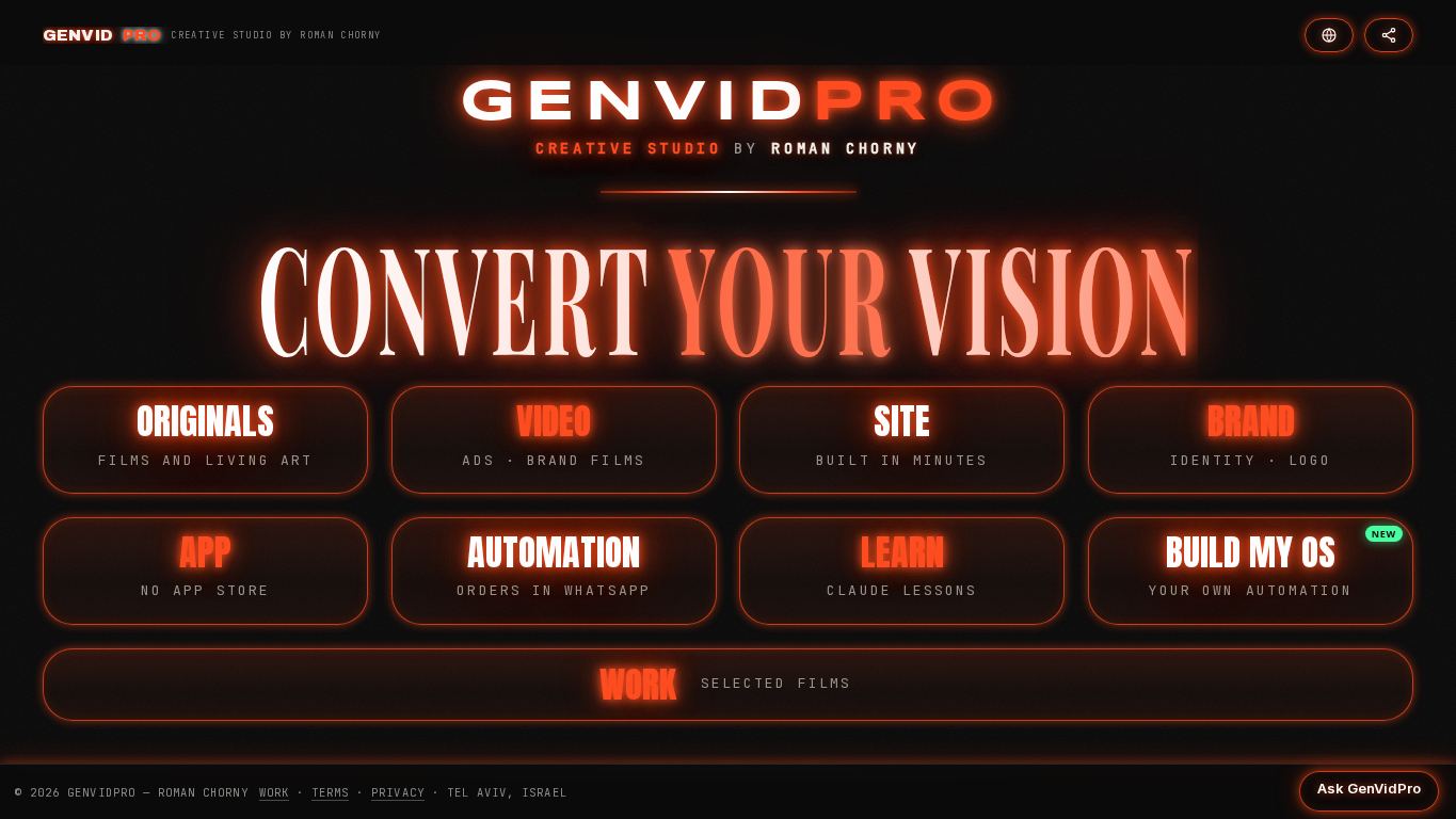 GenVidPro - Creative Studio desktop preview captured by PWAs.app