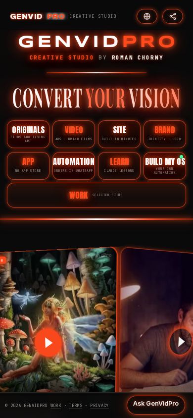 GenVidPro - Creative Studio mobile preview captured by PWAs.app