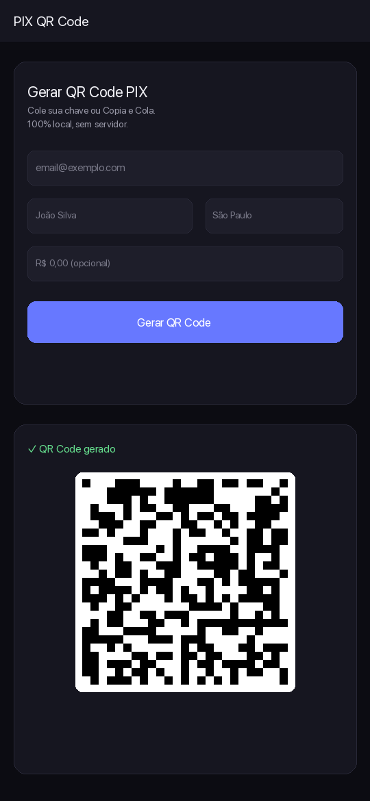 Gerador de QR Code PIX no celular