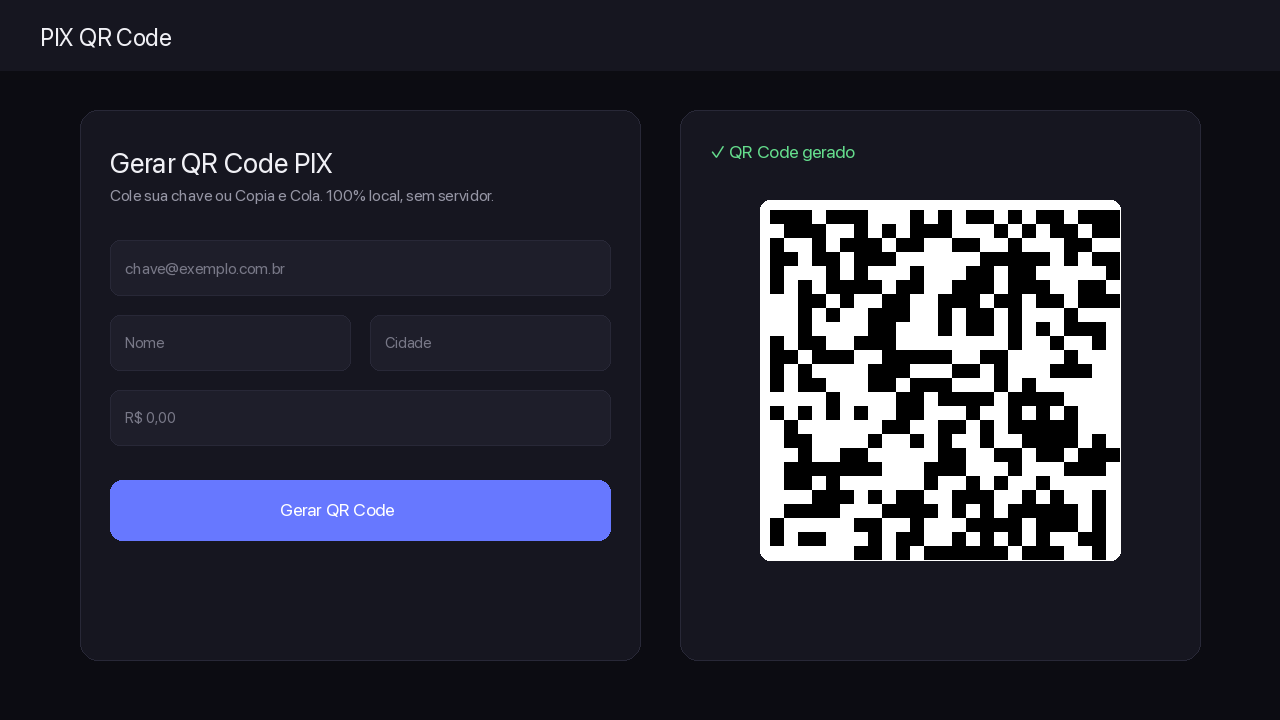 Gerador de QR Code PIX no desktop