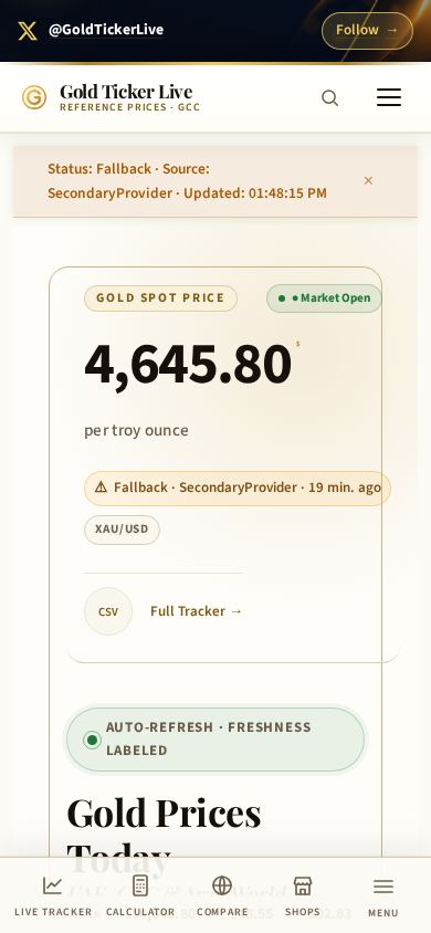 Gold Ticker Live — Reference Gold Price Tracker mobile preview captured by PWAs.app