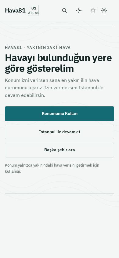 Hava81 — Havayı değil, gününü planla mobile preview captured by PWAs.app