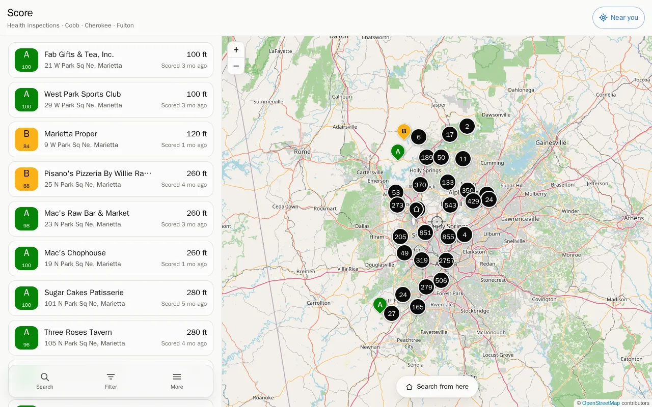 List and map side by side on a wider screen
