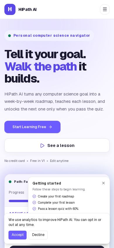 HiPath AI — Personal AI Learning Navigator mobile preview captured by PWAs.app
