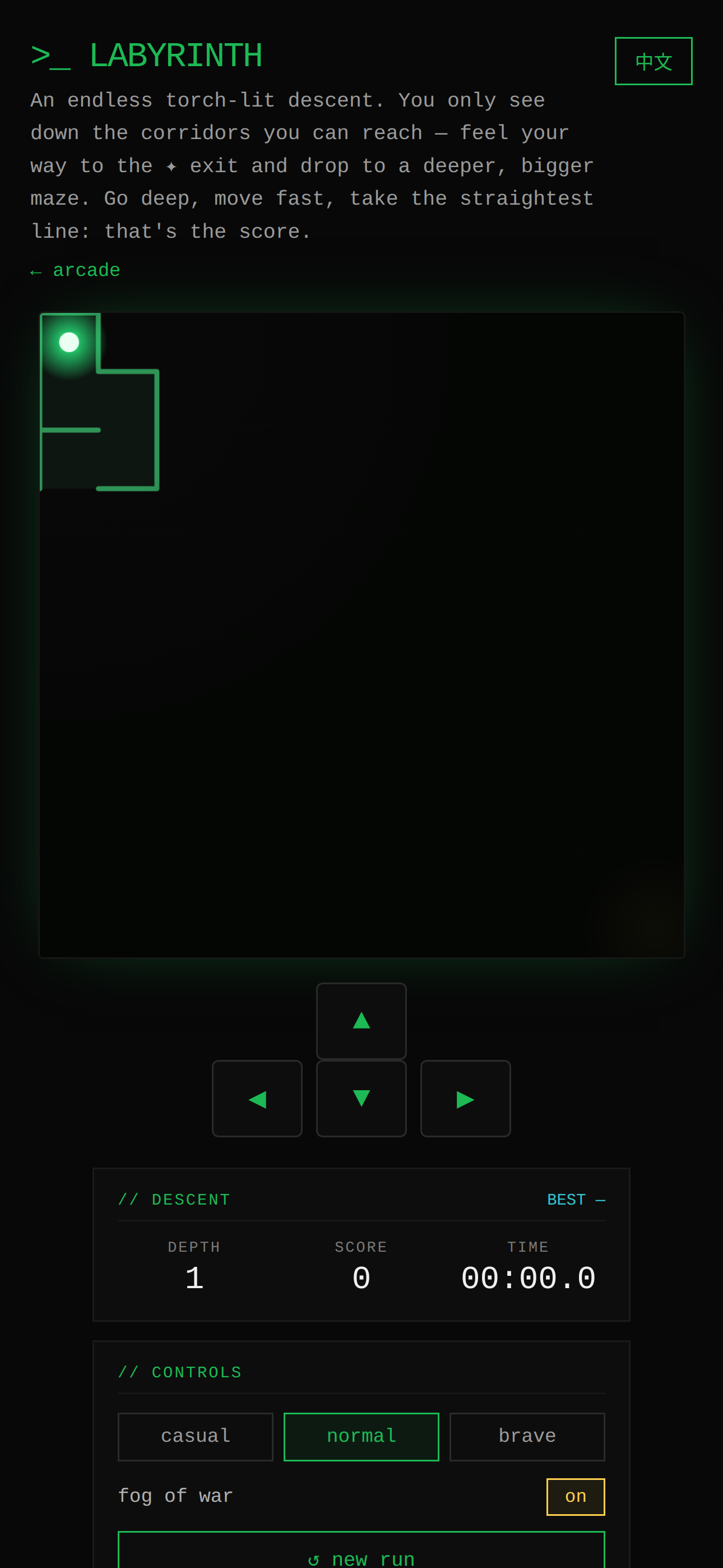 Labyrinth — an endless torch-lit descent