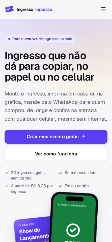 Ingresso Impresso mobile preview captured by PWAs.app