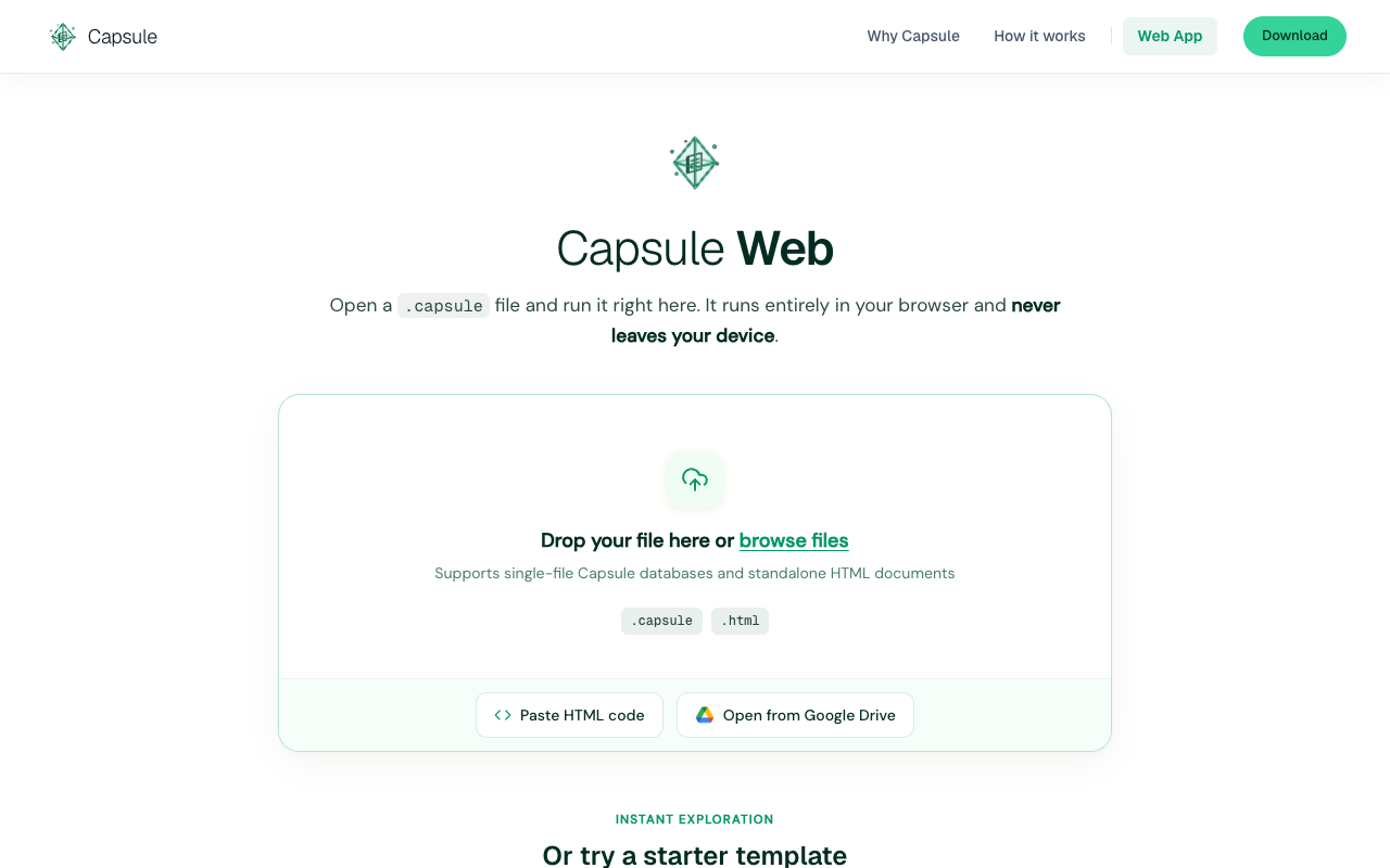 A Capsule document running in the browser player