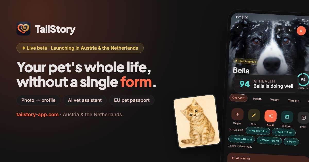 TailStory — AI vet & pet health record that fills itself in