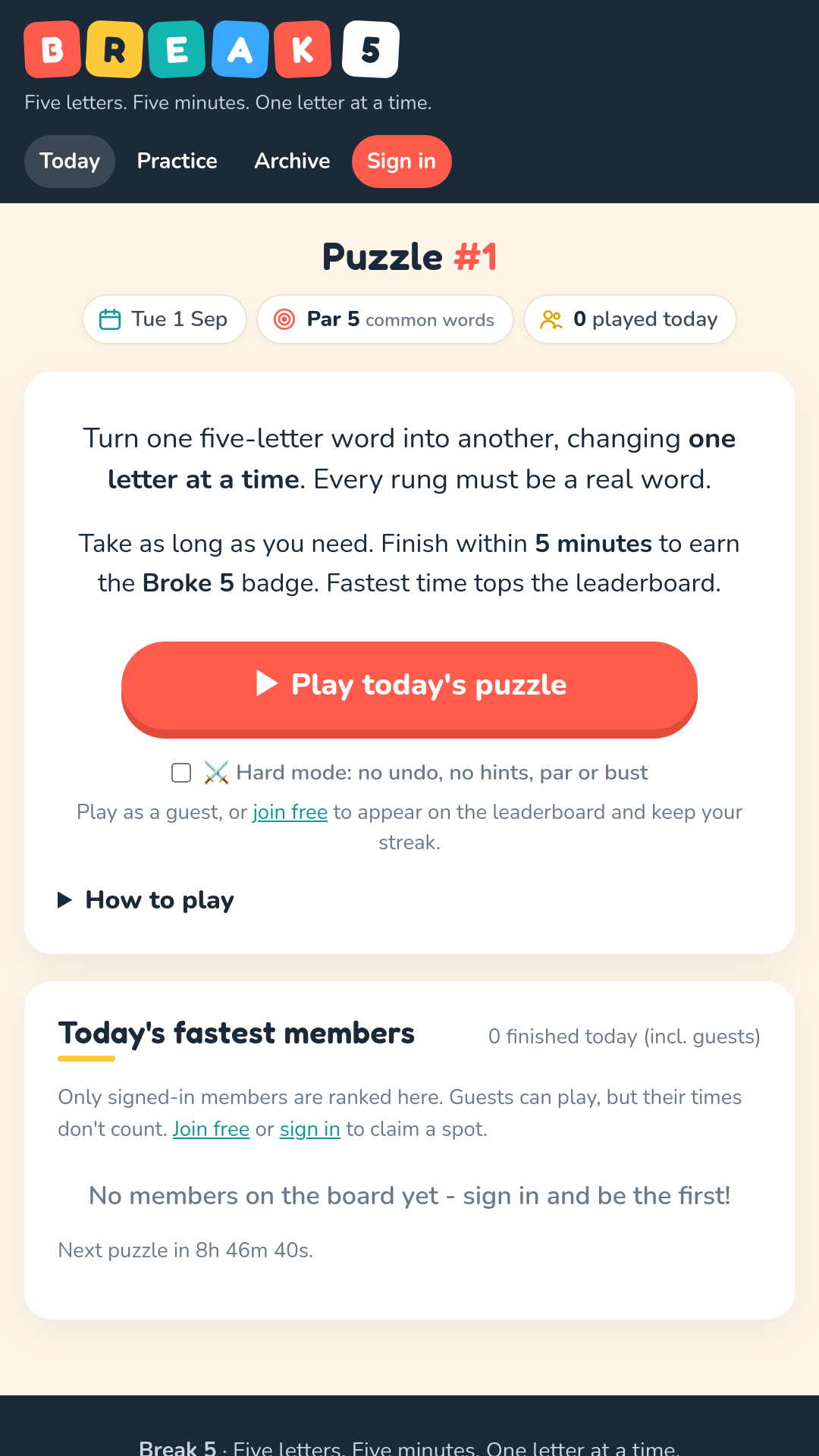 A new puzzle every day with leaderboards and streaks
