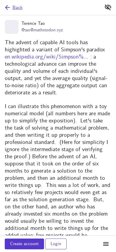 Mathstodon mobile preview captured by PWAs.app