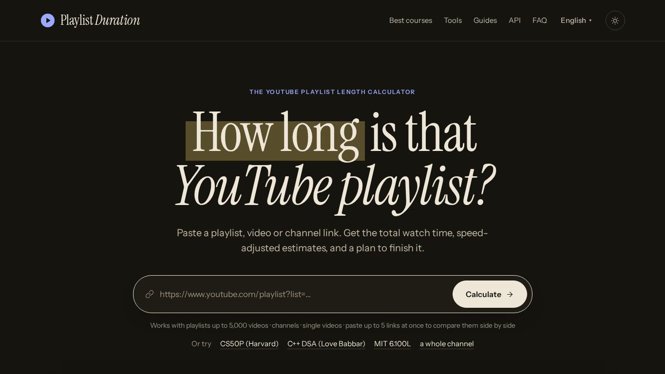 Playlist Duration desktop preview captured by PWAs.app