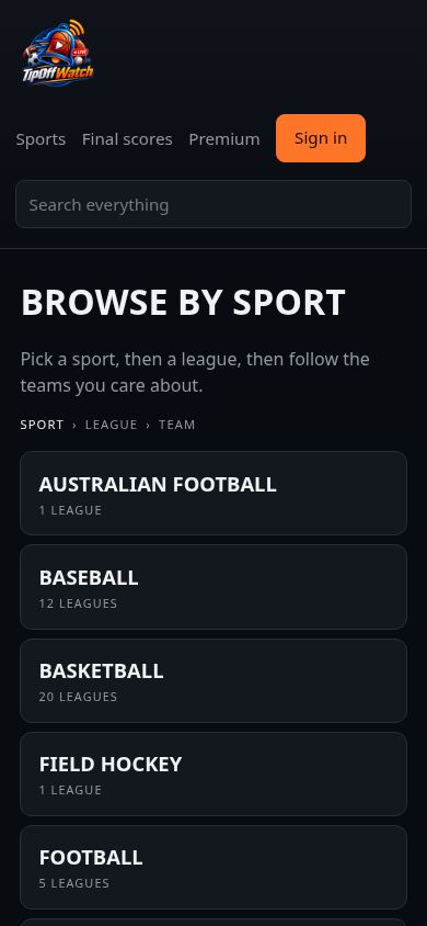 TipoffWatch mobile preview captured by PWAs.app