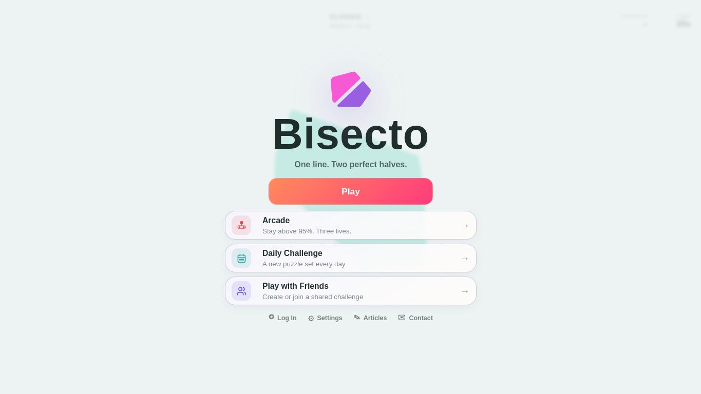 Bisecto - The 50/50 Shape Slicing Game desktop preview captured by PWAs.app