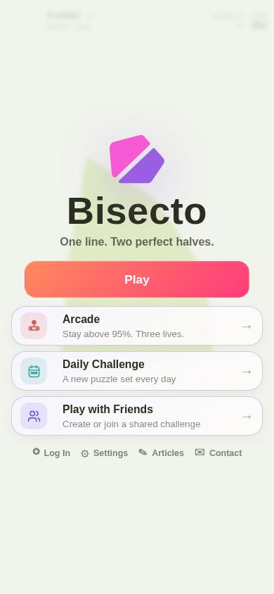 Bisecto - The 50/50 Shape Slicing Game mobile preview captured by PWAs.app