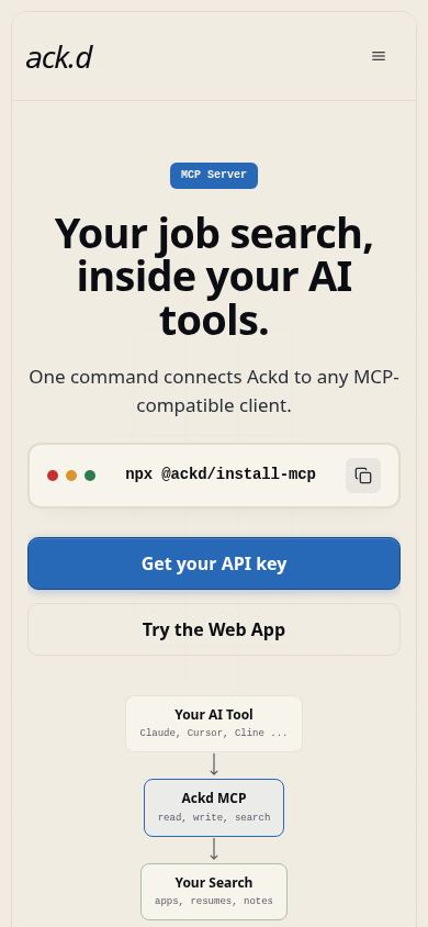Ackd Job Application Tracker mobile preview captured by PWAs.app