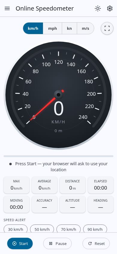 Online Speedometer — GPS Speed Meter mobile preview captured by PWAs.app