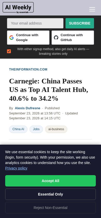 AI Weekly mobile preview captured by PWAs.app